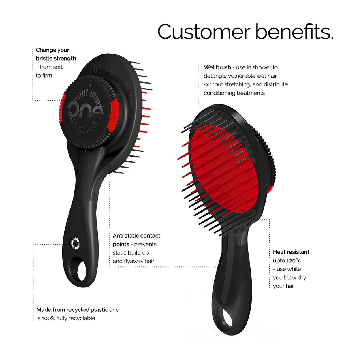ONE Brush PRO - The World's ONLY Adjustable Bristle Strength Hairbrush