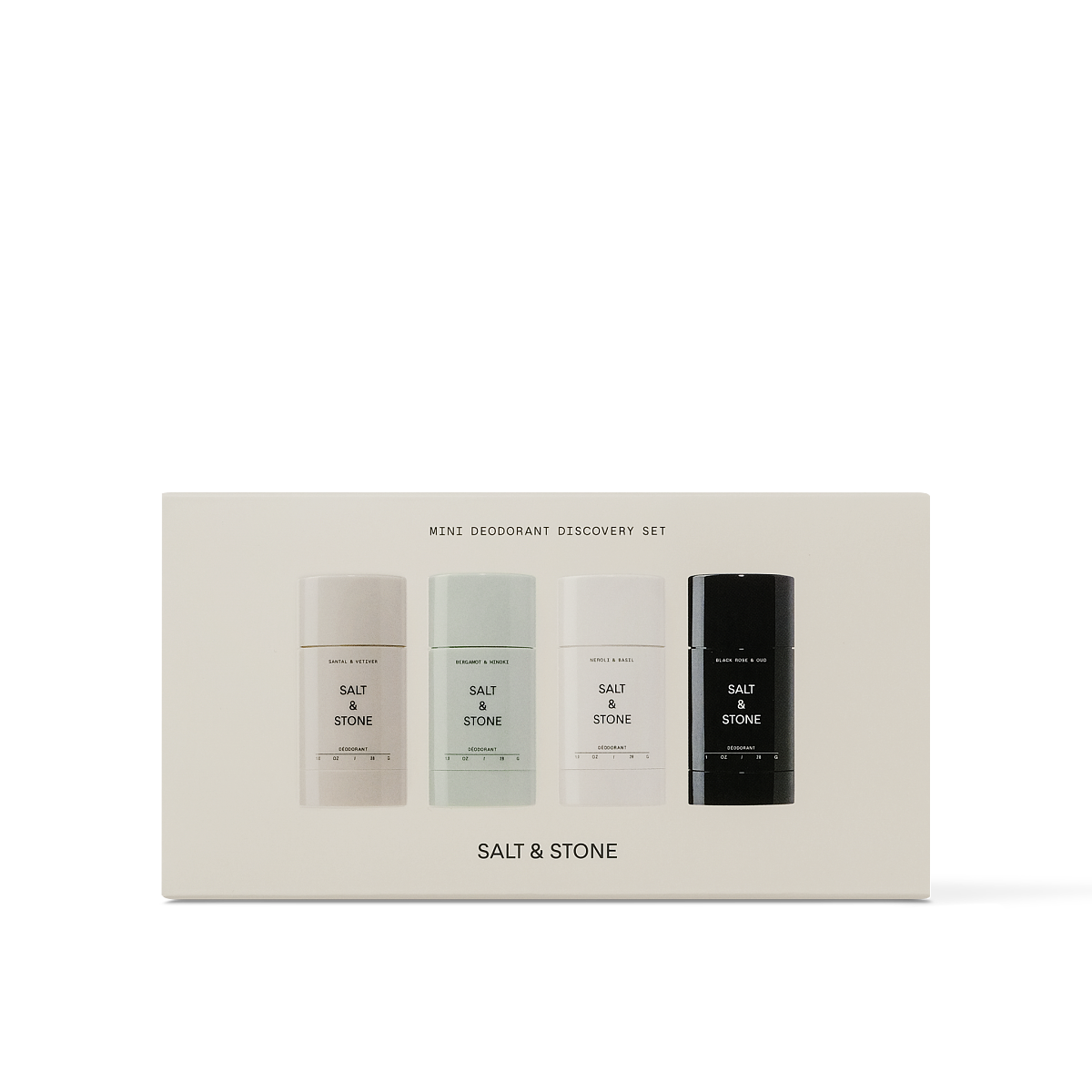 Mini Deodorant Set 4 Pcs - Extra Strength - Bergamot & Hinoki, Santal & Vetiver, Black Rose & Oud, Neroli & Basil