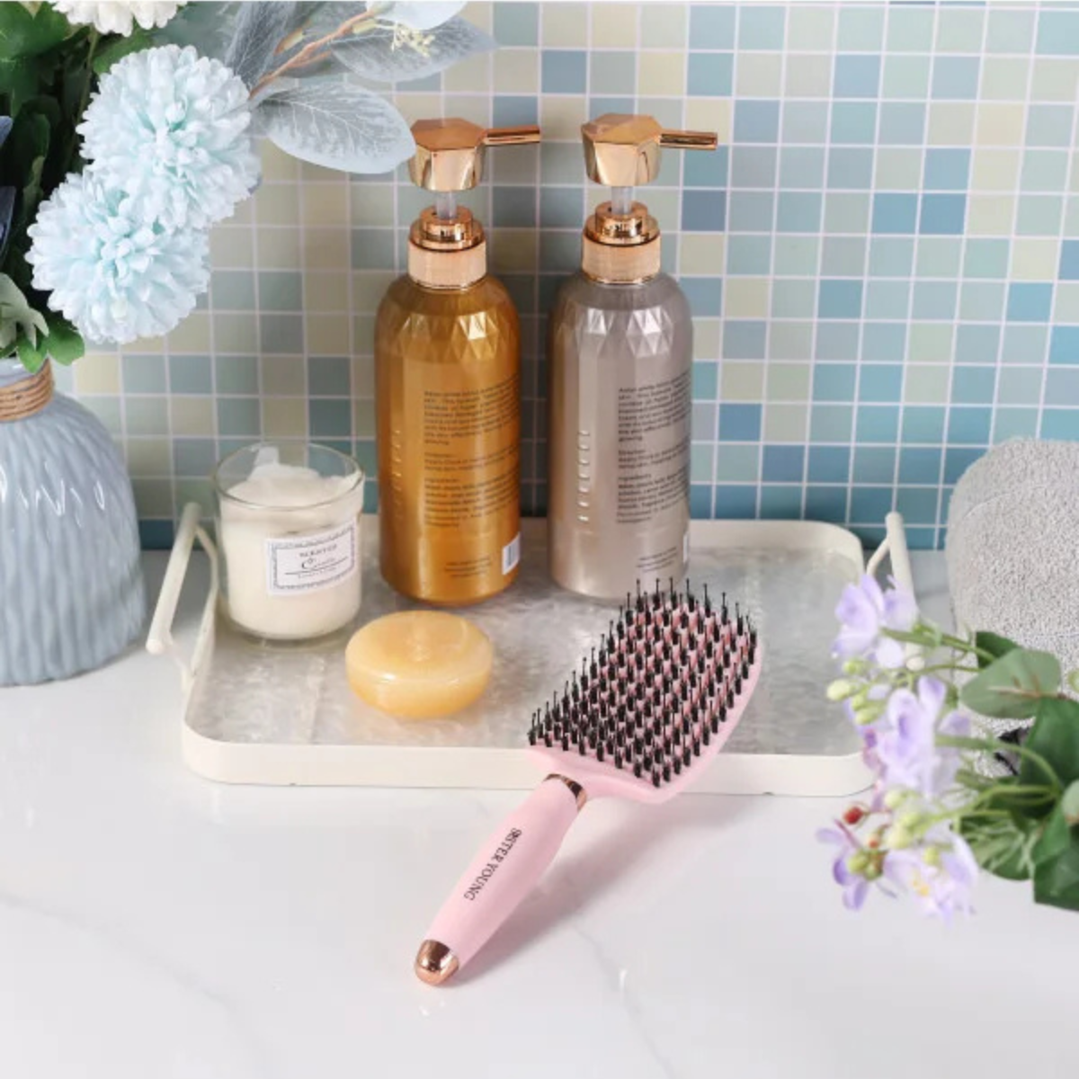 OVIA BV PINK – Hair brush with boar bristles