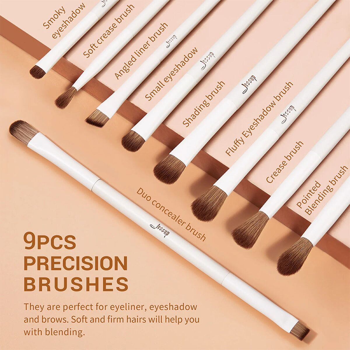 Luxury Light Gray Comprehensive Eye and Face Brush Set 14pcs